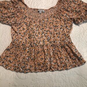 Patrons of Peace Peach Floral Blouse